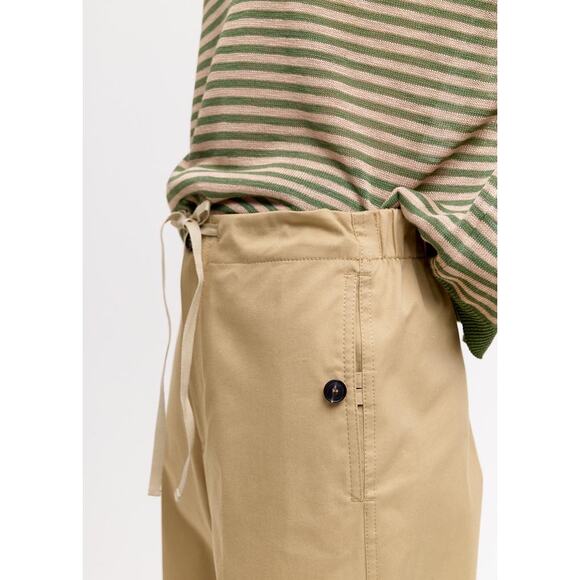 TELA Camel Gabardine Wide Leg High Rise Trousers Drawstring Waistband XS - Picture 5 of 15